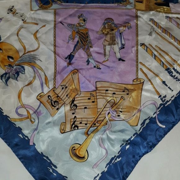 Masqerade A Venice Italy‎ Silk Scarf Hand Rolled - Picture 6 of 8